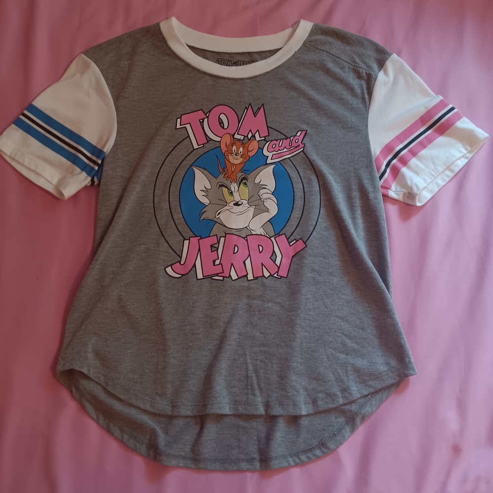 Tom and Jerry Gray Graphic T-Shirt